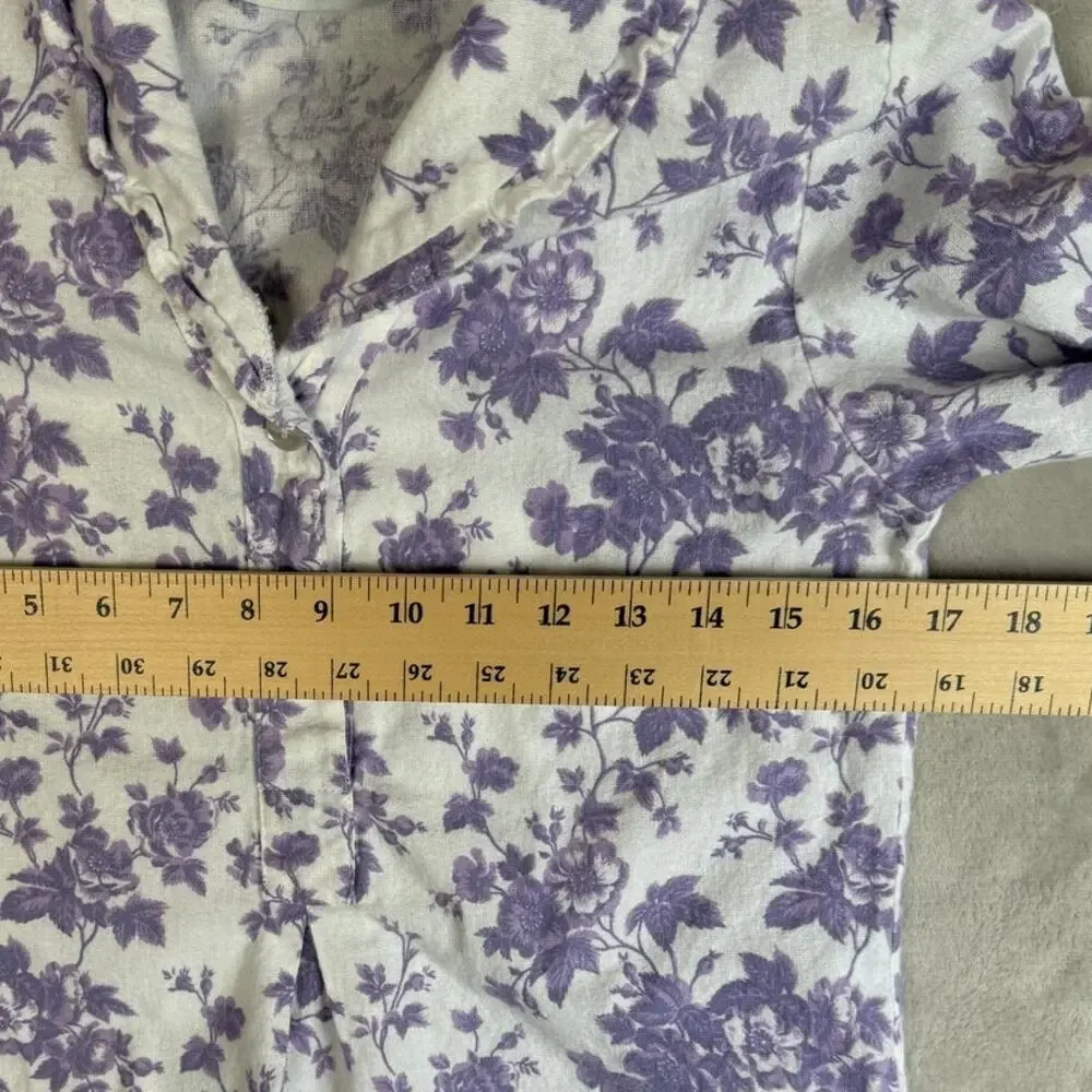 Ella Simone Nightgown Womens Small Purple Floral Long Flannel Pajamas Loungewear